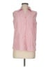 Basic Editions Stripes Pink Sleeveless Button-Down Shirt Size M - photo 1