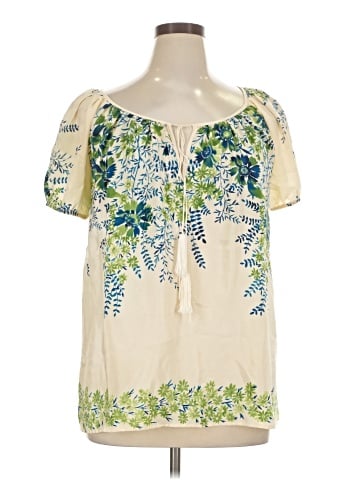 Karen Kane Short Sleeve Silk Top (view 1)
