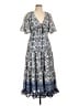 Taylor 100% Polyester Paisley Blue Casual Dress Size 10 - photo 1