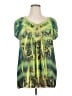 One World 100% Polyester Green Short Sleeve Blouse Size XL - photo 1