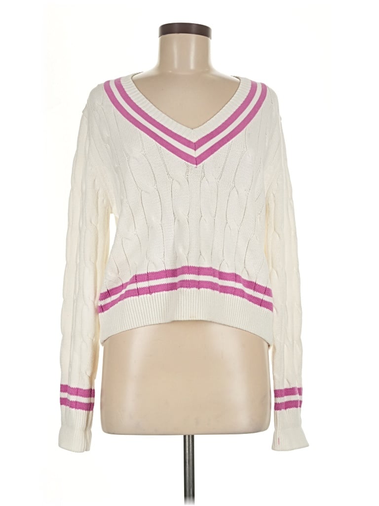 Pre-owned Olivaceous Pullover Sweater In White