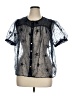Let Me Be 100% Polyamide Stars Black Short Sleeve Blouse Size XL - photo 1