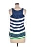 Ralph Lauren 100% Polyester Stripes Blue Sleeveless Top Size 14 - photo 2