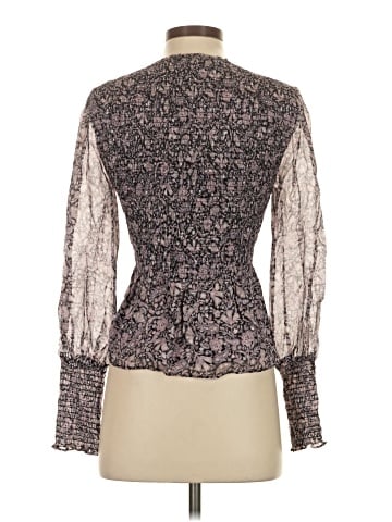 Intermix Long Sleeve Silk Top (view 2)