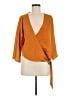 Express 100% Polyester Orange Long Sleeve Blouse Size M - photo 1