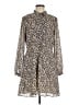 Ann Taylor LOFT 100% Polyester Animal Print Brown Casual Dress Size M - photo 1