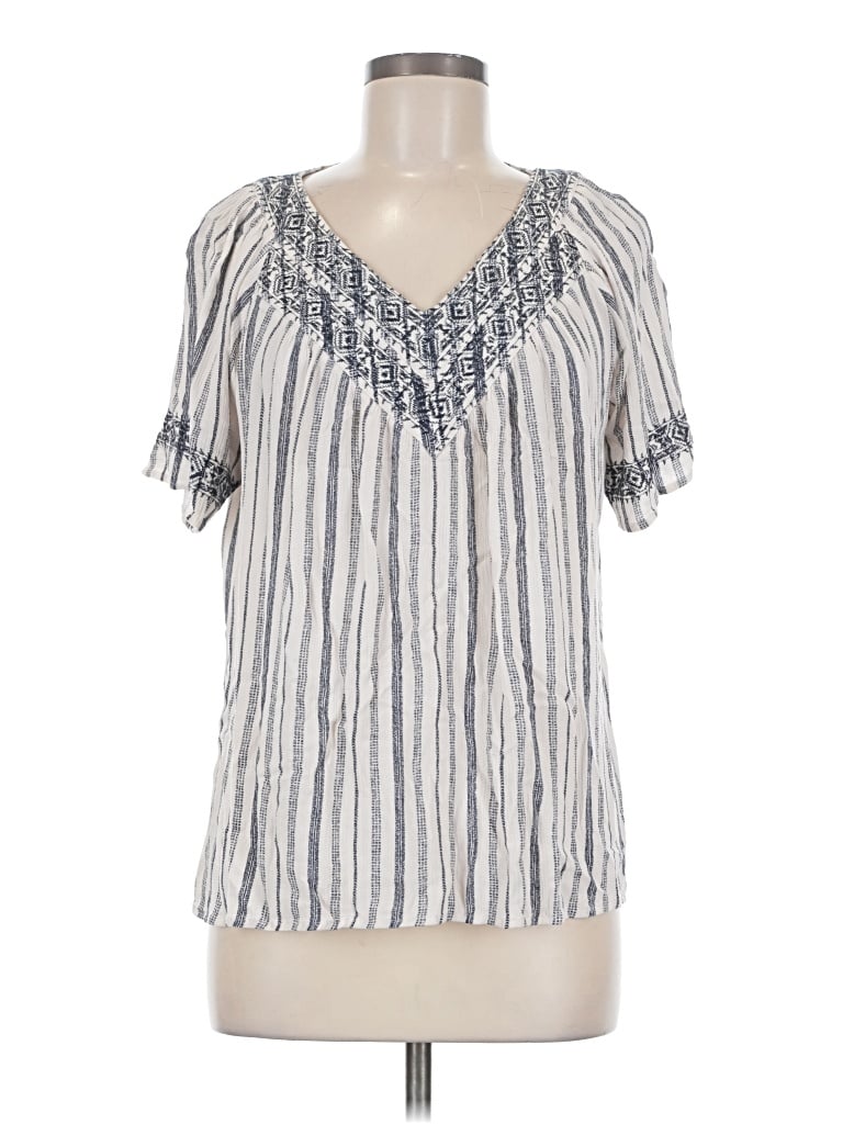 Pre-owned Knox Rose Short Sleeve Blouse In Silver