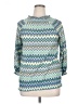 NY Collection 100% Polyester Chevron-herringbone Teal 3/4 Sleeve Blouse Size XL - photo 1