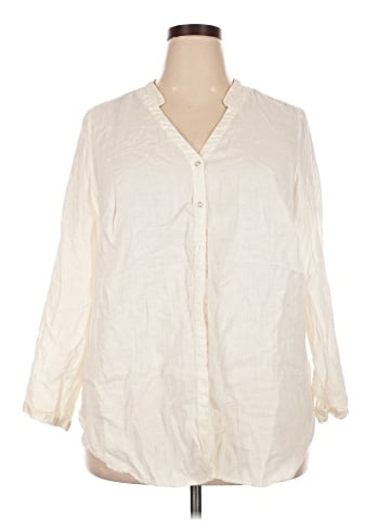 JM Collection 3/4 Sleeve Button-Down Shirt (view 1)
