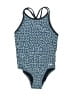 TYR 100% Polyester Chevron-herringbone Blue One Piece Swimsuit Size 7 - 8 - photo 1