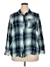 Terra & Sky 100% Viscose Plaid Teal Long Sleeve Button-Down Shirt Size 2X - photo 1