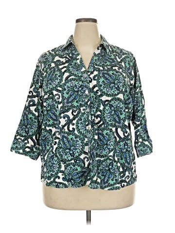 212 Collection 3/4 Sleeve Button-Down Shirt (view 1)