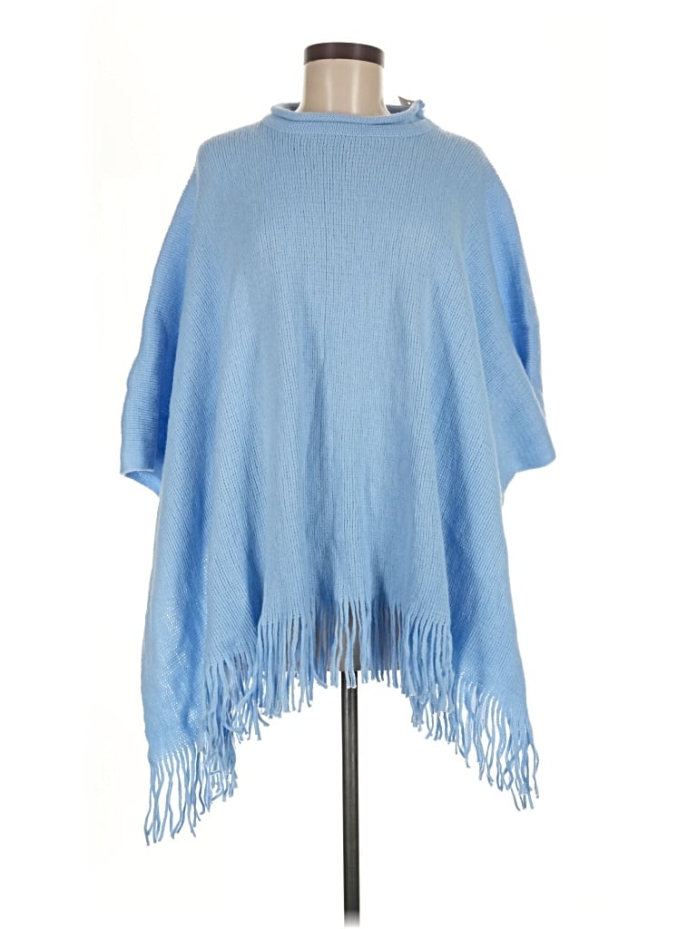 Pre-owned Mia + Tess Poncho In Blue
