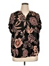Maurices 100% Polyester Floral Black Short Sleeve Blouse Size 0X - photo 1