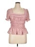 Free People 100% Polyester Pink Short Sleeve Top Size XL - photo 1