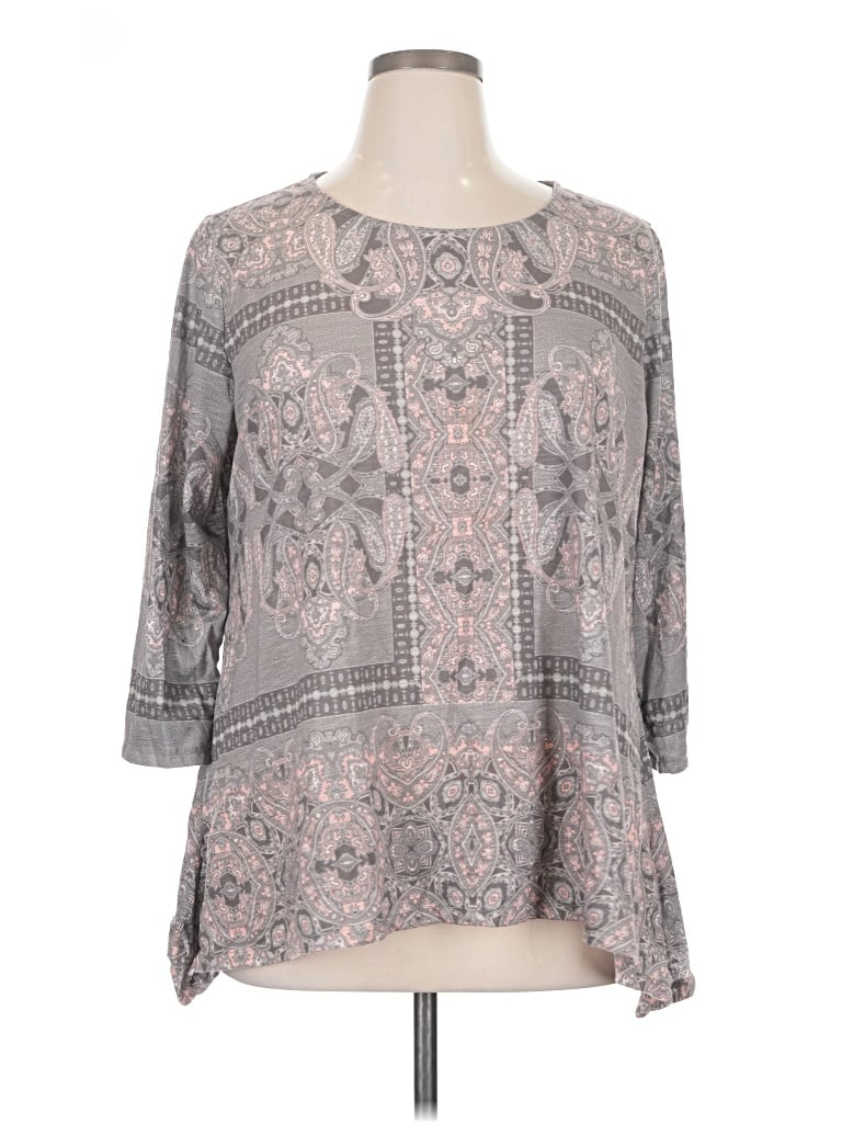 Pre-owned Ruby Rd. 3/4 Sleeve Blouse In Gray