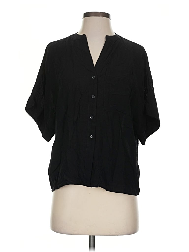 Pre-owned T Tahari Short Sleeve Blouse In Black