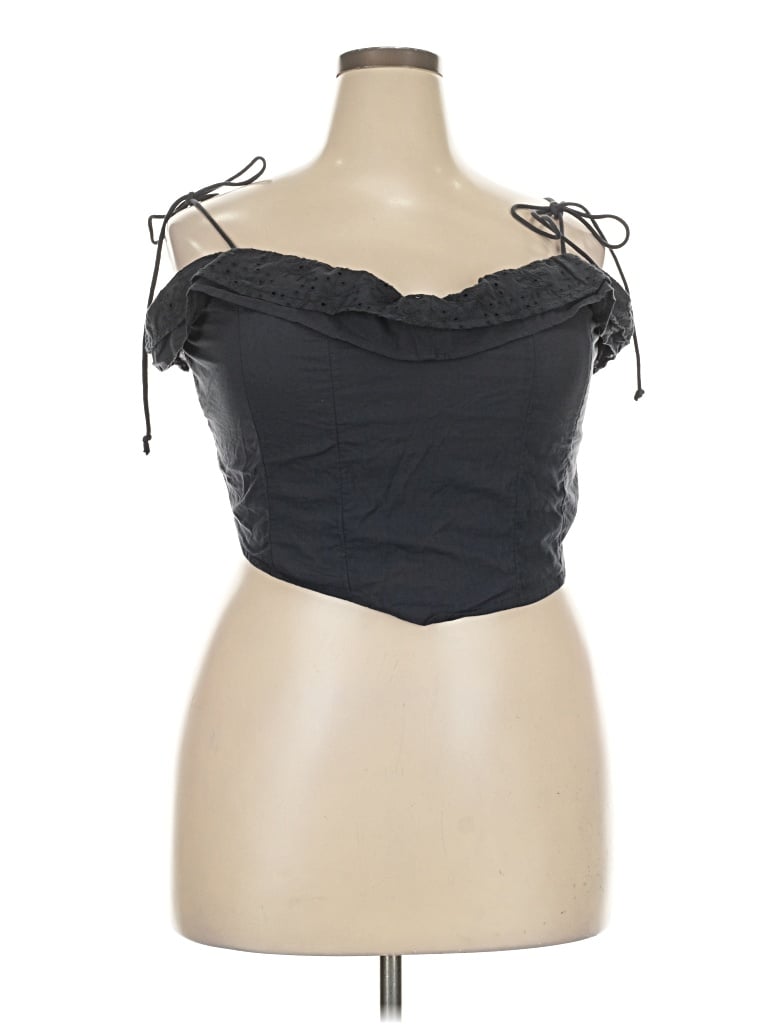 American Eagle Outfitters Sleeveless Top Black Strapless Neckline Tops