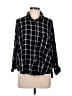 Forever 21 Plaid Black 3/4 Sleeve Button-Down Shirt Size M - photo 1