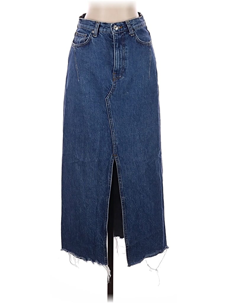 Pre-owned Mng Denim Skirt In Blue