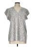 Hilary Radley Silver Short Sleeve Blouse Size L - photo 1
