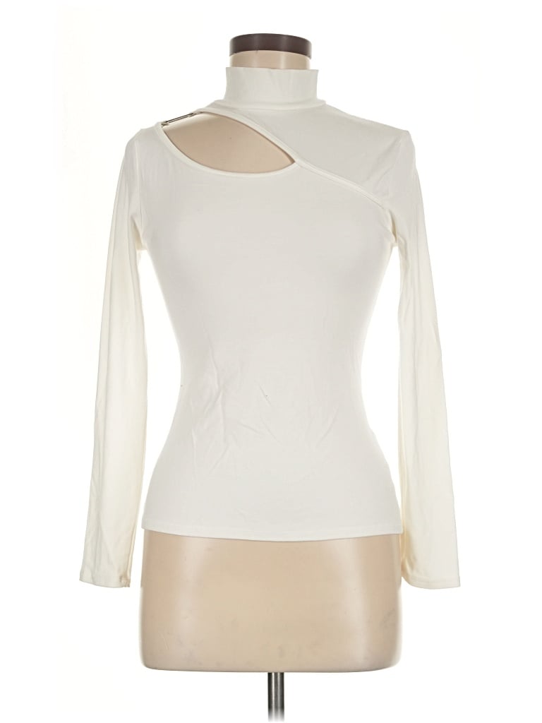 Pre-owned Fore Long Sleeve Top Ivory Turtleneck Tops
