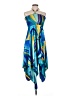 Unbranded 100% Polyester Graphic Blue Cocktail Dress Size L - photo 1