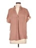 Naked Zebra 100% Polyester Tan Short Sleeve Blouse Size L - photo 1