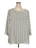 Rose + Olive 100% Polyester Polka Dots Ivory 3/4 Sleeve Blouse Size 2X - photo 1