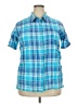 DressBarn Plaid Blue Short Sleeve Button-Down Shirt Size 2X - photo 1