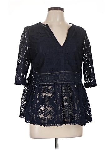 Blue Tassel 3/4 Sleeve Blouse (view 1)