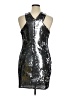 Express 100% Polyester Metallic Silver Cocktail Dress Size 16 - photo 2