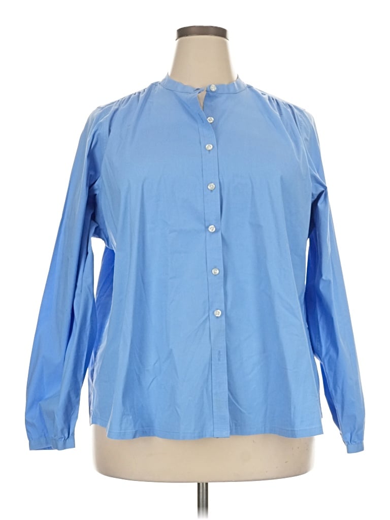 Pre-owned Lands' End Long Sleeve Blouse In Blue