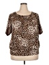 AGB Animal Print Brown Short Sleeve Blouse Size 3X - photo 1