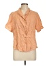Flax 100% Linen Orange Short Sleeve Blouse Size 10 (M) - photo 1