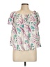 Attention 100% Rayon Ivory Short Sleeve Blouse Size L - photo 1