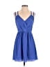 BCBGeneration 100% Polyester Solid Blue Casual Dress Size 0 - photo 1
