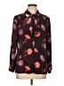 Halogen 100% Polyester Floral Burgundy Long Sleeve Blouse Size L - photo 1