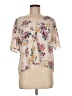 Lush 100% Polyester Floral Ivory Short Sleeve Blouse Size M - photo 1