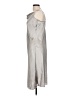 Bebe 100% Polyester Metallic Silver Casual Dress Size L - photo 5