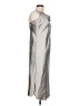 Bebe 100% Polyester Metallic Silver Casual Dress Size L - photo 4