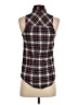 Mudd 100% Cotton Plaid Brown Sleeveless Button-Down Shirt Size XS - photo 2
