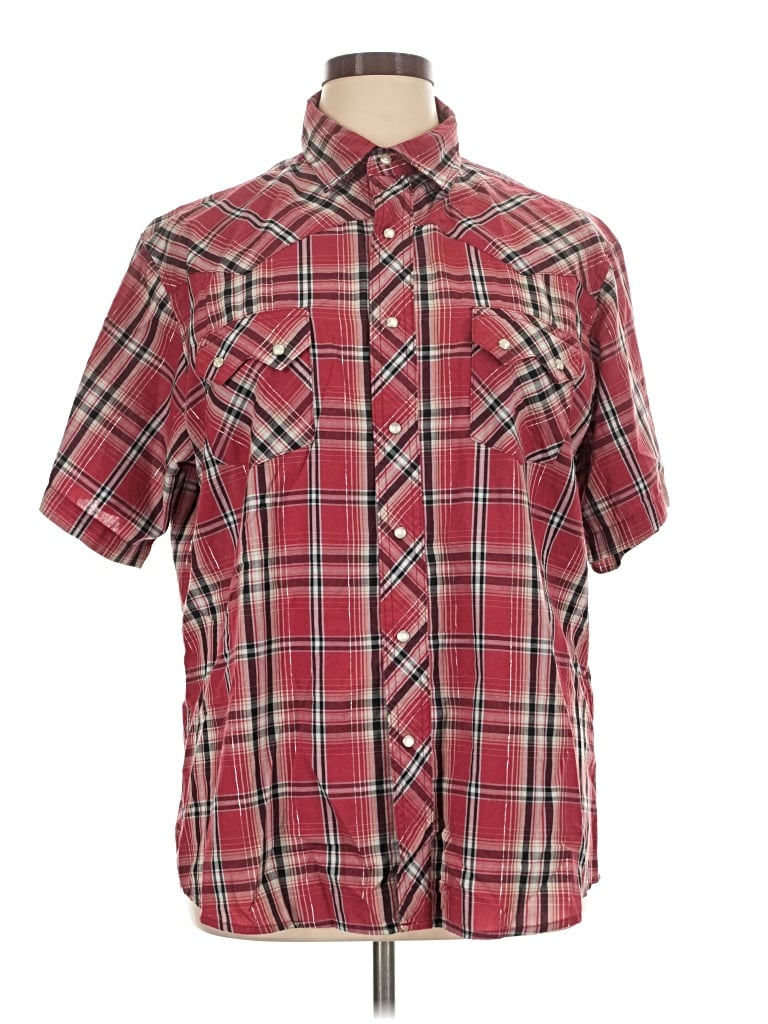 Pre-owned Wrangler Jeans Co Short Sleeve Button Down Shirt In Red