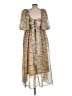 Worth 100% Polyester Paisley Tan Casual Dress Size L - photo 2