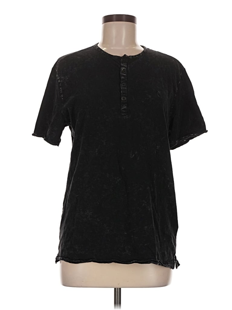 Pre-owned John Varvatos Short Sleeve Henley Shirt In Black