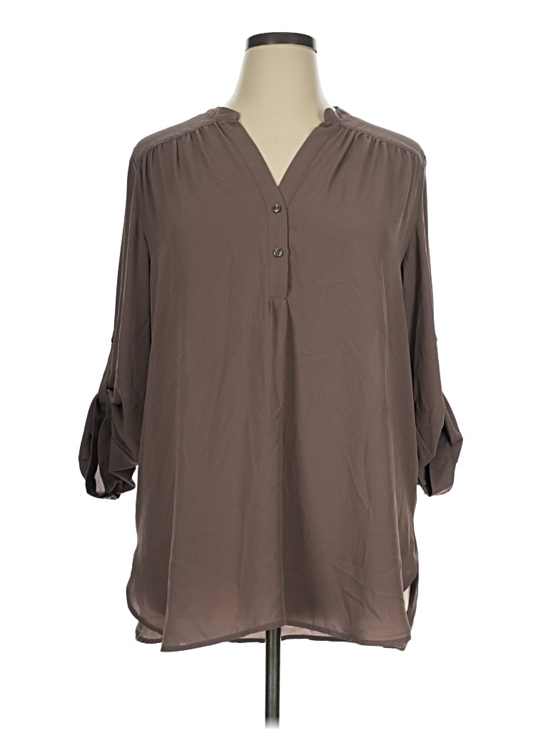 Pre-owned Halogen 3/4 Sleeve Blouse In Brown