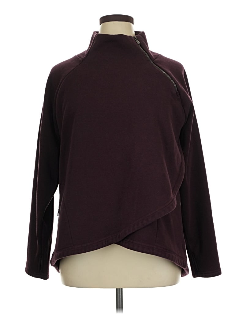 Pre-owned Athleta Fleece Jacket In Burgundy