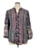 Soft Surroundings 100% Silk Paisley Gray Long Sleeve Silk Top Size XL - photo 1