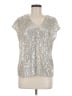 CeCe Silver Short Sleeve Blouse Size M - photo 1