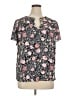Ann Taylor LOFT 100% Rayon Floral Black Short Sleeve Blouse Size XL - photo 1